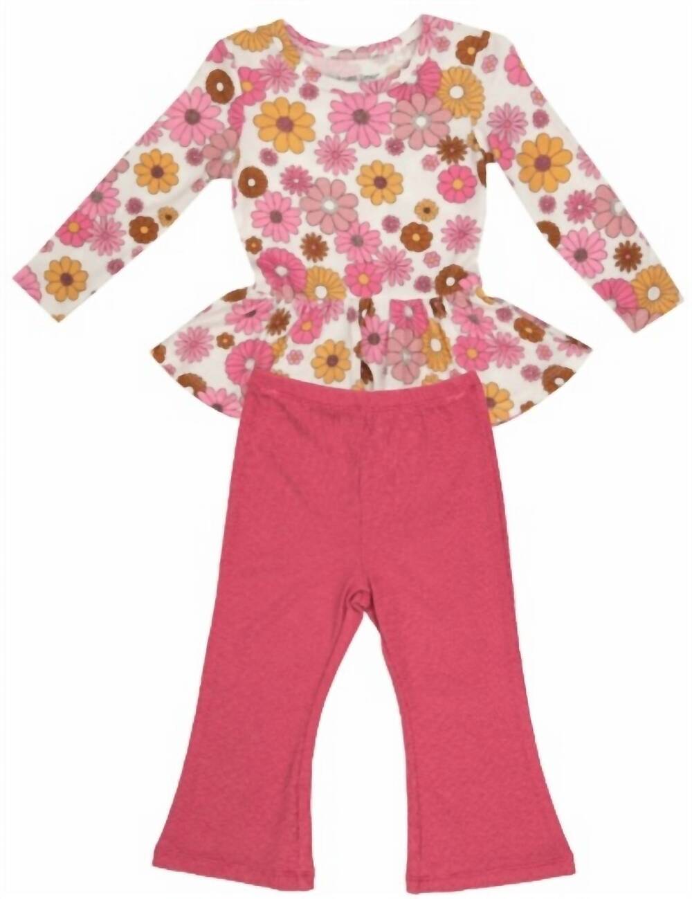 NEW ANGEL DEAR girls' peplum top and flare pant in pink